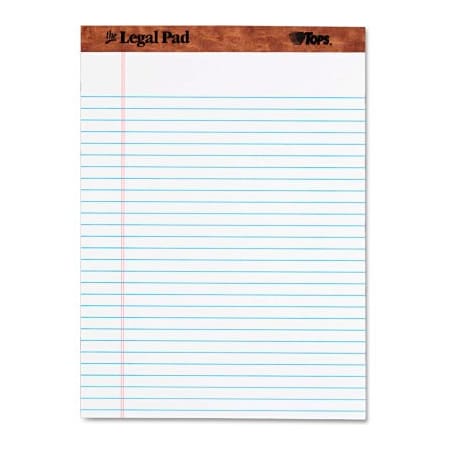 Tops Business Forms TOPS The Legal Pad Rule Perforated Pads 75330, 8-1/2" x 11-3/4", White, 50 Sheets/Pad 75330